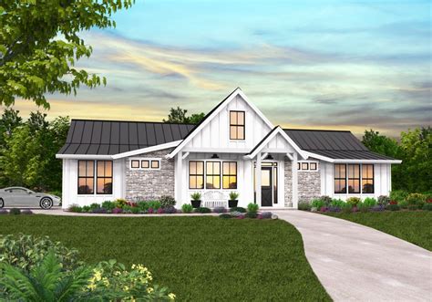 Cuthbert Modern Farmhouse Plan | One Story Farmhouse Designs