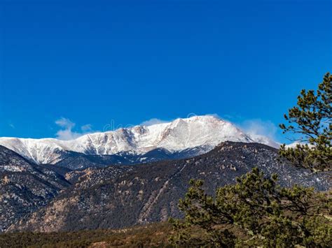 Winter Pikes Peak With Snow Stock Photo - Image of snowcapped, springs ...