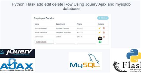 Python Flask add edit delete Datatable Row Using Jquery Ajax and ...