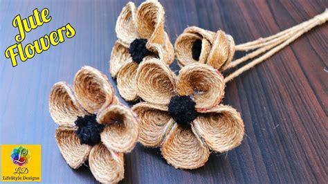 How to Make Jute Flower | DIY Rope Flower | Jute Craft Decoration Design - YouTube