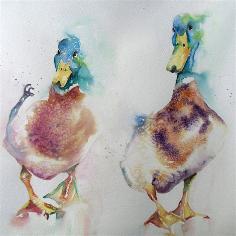 ORIGINAL watercolor painting Flying Ducks is unique gift. Art & Collectibles Painting etna.com.pe