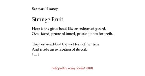 Strange Fruit by Seamus Heaney - Hello Poetry