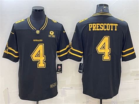 Nike Cowboys 4 Dak Prescott Black Gold Vapor Limited Jersey