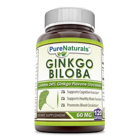 Pure Naturals Ginkgo Biloba Supplement - Standardized to Contain 24% Ginkgo Flavone Glycosides ...