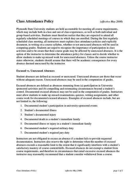 Attendance Policy - 15+ Examples, Format, Pdf