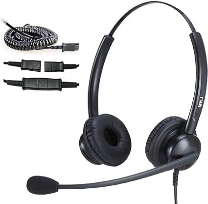 MKJ Phone Headset for Cisco Phones Corded RJ9 Dual Ear Telephone ...