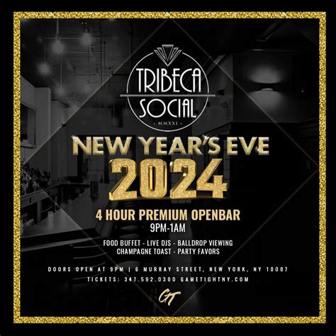 Tribeca Social NYC New Years Eve party 2024 4HR Openbar & Food, Tribeca ...