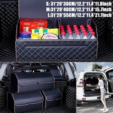 Car Backseat Trunk Organizer, PU Leather Car Cargo Trunk Storage ...