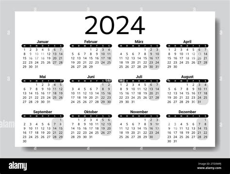 GERMAN calendar for 2024. Printable, editable vector illustration for ...