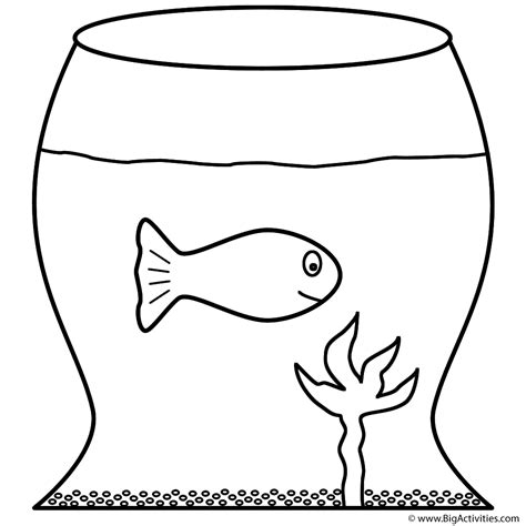 Goldfish in Fish Bowl - Coloring Page (Fish)