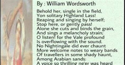 Divya vaghela's blog: Poem :- Solitary Reaper by William Wordsworth.