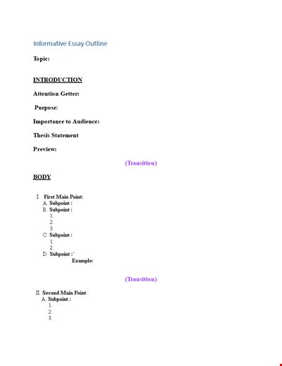 Create a Strong Essay Outline with Our Template – Thesis, Points ...