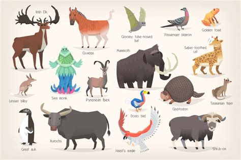 Extinct Animals by moonery on Envato Elements | Extinct animals, Animals, Cute cartoon animals