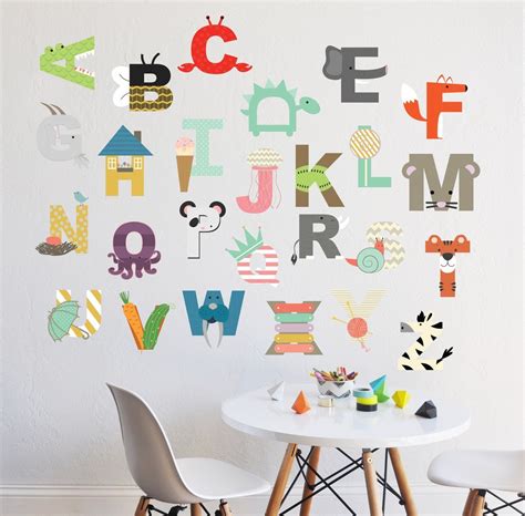 Alphabet Wall Decals, Childrens Wall Decals, Alphabet Board, Wall ...