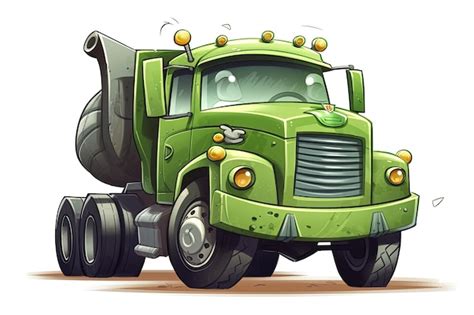 Premium Photo | Cartoonstyle green dump truck with oversized tires generative ai