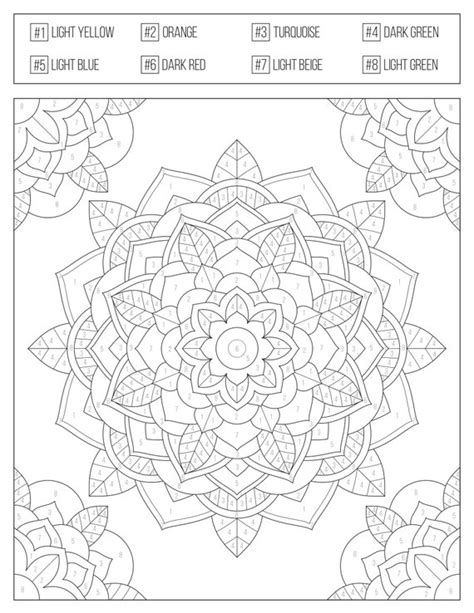 Printable Adult Color By Number Mandalas | Etsy