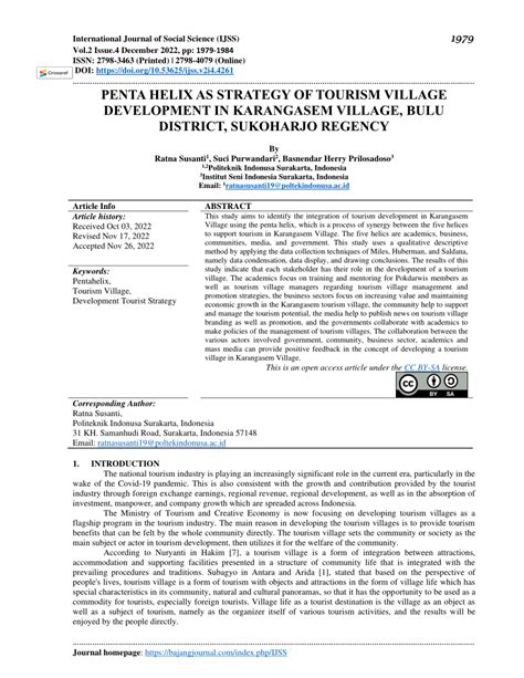 (PDF) PENTA HELIX AS STRATEGY OF TOURISM VILLAGE DEVELOPMENT IN KARANGASEM VILLAGE, BULU ...