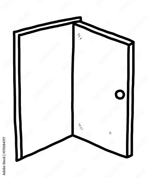 Vecteur Stock open door / cartoon vector and illustration, black and white, hand drawn, sketch ...