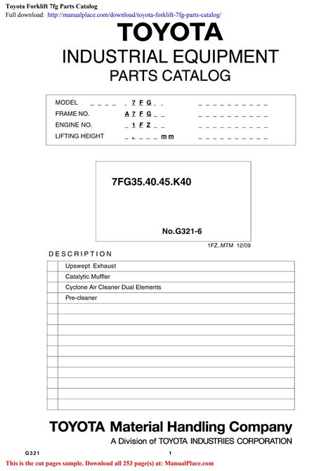 Toyota Forklift 7fg Parts Catalog by DavidCrowex - Issuu