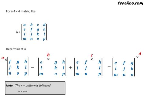 Finding Determinant of a 2x2, 3x3,4x4 Matrix - with Examples - Teachoo