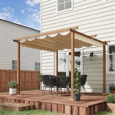 3x3M Pergola With Retractable Roof Khaki | Shop Now