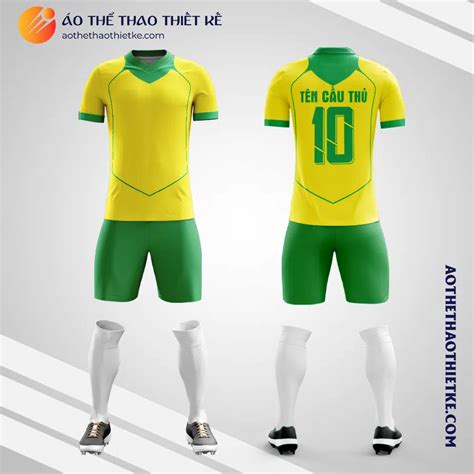 Mẫu áo bóng đá Đội tuyển Quốc gia Brasil sân nhà 2023 màu vàng tự thiết kế V3495