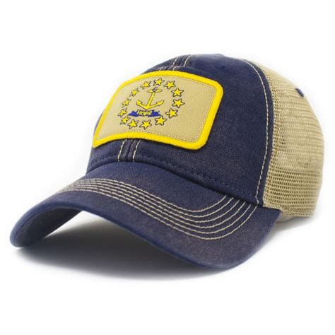 Rhode Island Flag Patch Trucker Hat, Navy | S.L. Revival Co - Americana Clothing/State Flag Hats ...