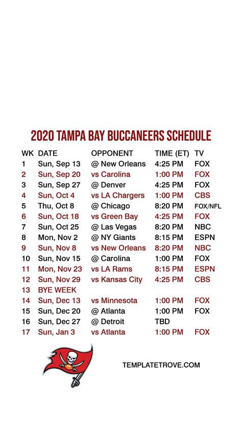 Printable Bucs 2024 Schedule - Kc Chiefs Schedule 2024