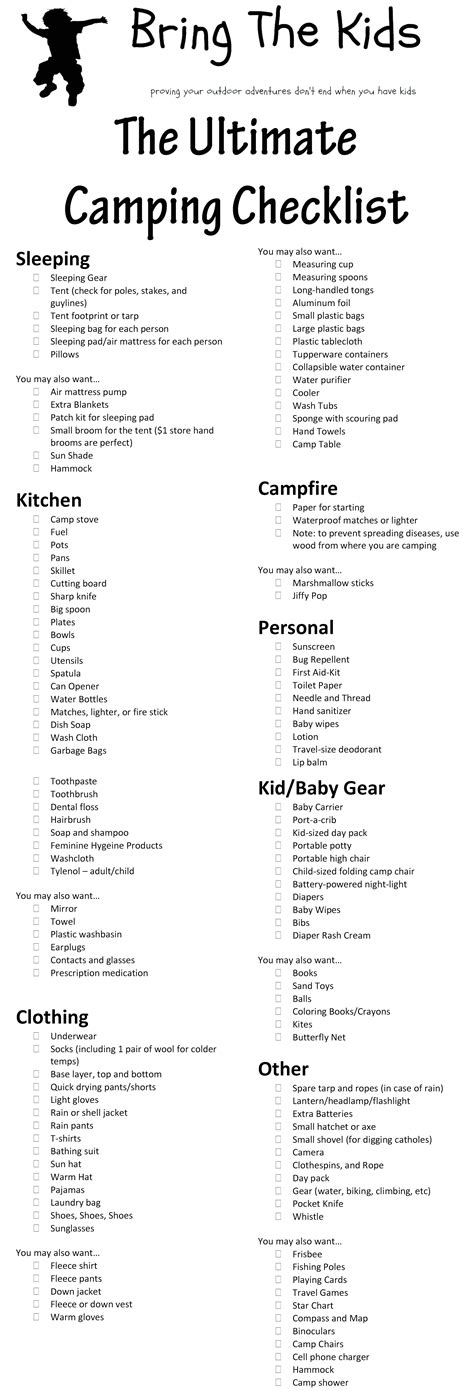 Free Printable Camping Checklist