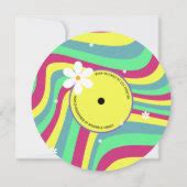 Retro Vynil Record Groovy Baby Shower 80s Neon Invitation | Zazzle