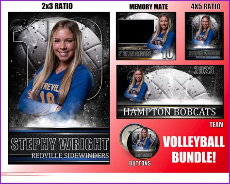 Volleyball Banner Template Bundle Button 2x3 Ratio Wall - Etsy