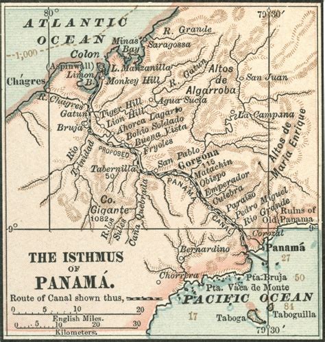 1911 Map of central Panama before the Canal's construction [1522 x 1600 ...