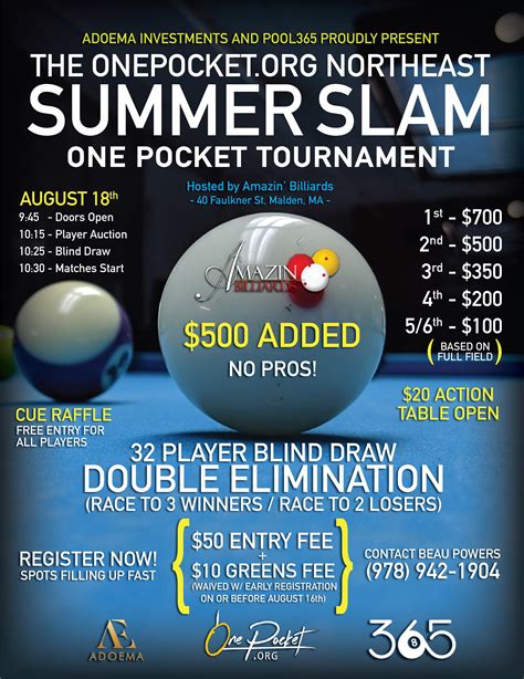 ONE POCKET TOURNAMENT : r/billiards