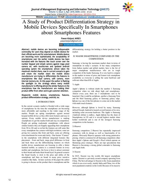 (PDF) A Study of Product Differentiation Strategy in Mobile Devices Specifically In Smartphones ...