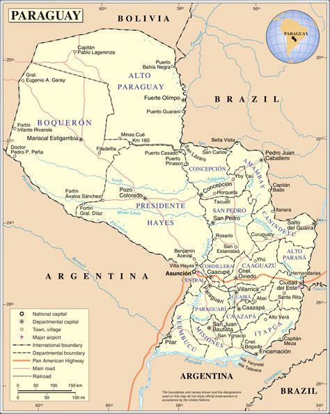 Large detailed road and administrative map of Paraguay. Paraguay large ...