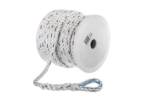 Seachoice Boat Anchor Line Rope, 3-Strand Twisted, Nylon, White/Blue, 1 ...