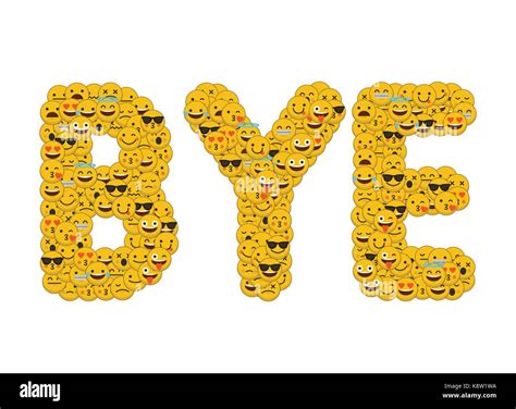 The word bye written in social media emoji smiley characters Stock ...