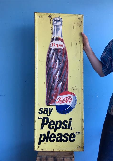 Vintage Original 1960’s Tin Embossed Vertical Pepsi Cola Sign – Jules St Jo