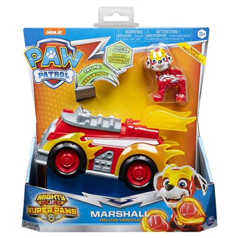 PAW Patrol, Mighty Pups Super PAWs Marshall's Deluxe Vehicle with ...