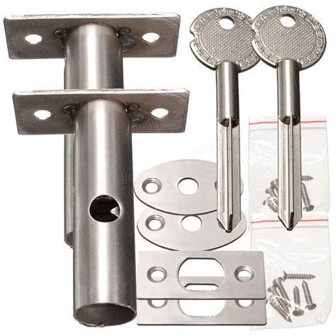 2 Pack Silver Door Security Bolts Rack With Fitting Plates + Star Keys ...