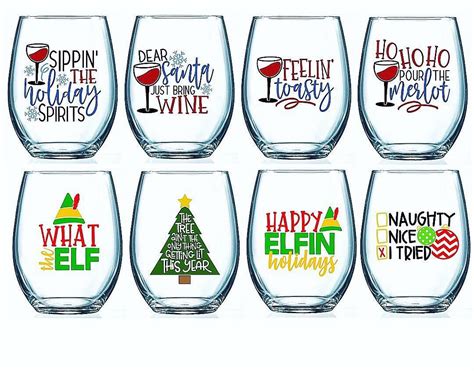 Set of 2 or 4 Christmas Wine Glasses Christmas Wine Glasses - Etsy ...