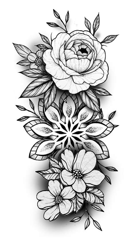 Rose Tattoos Dotwork | Floral tattoo sleeve, Floral mandala tattoo, Mandala tattoo sleeve