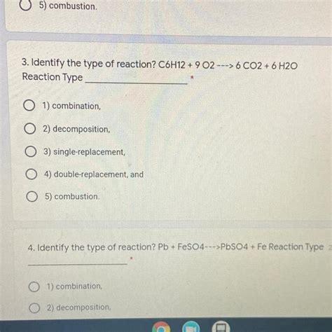 Identify the type of reaction? C6H12 + 9 O2 —> 6 CO2 + 6 H2O - brainly.com