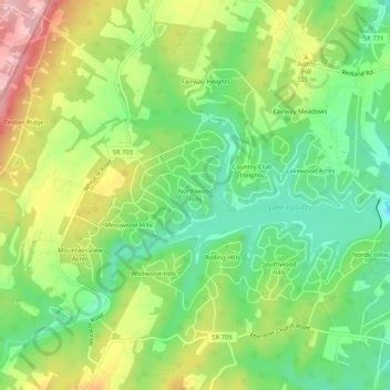 Northwood Hills topographic map, elevation, terrain