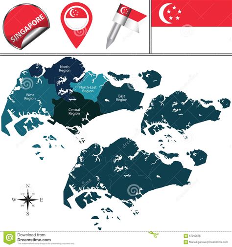 Map of Singapore stock vector. Illustration of region - 67360575