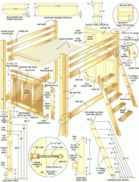 Printable Full Size Loft Bed Plans With Stairs