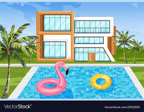 Modern house with swimming pool architecture Vector Image