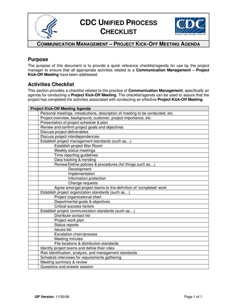 Project Kick Off Meeting Agenda Checklist | Templates at allbusinesstemplates.com