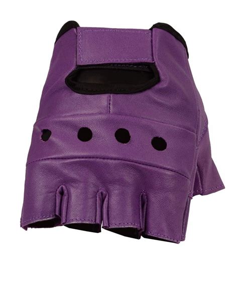 Women's Leather Fingerless Gloves- Soft Lambskin Leather - Purple ...