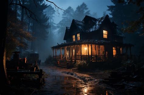 Premium AI Image | haunted house in the forest